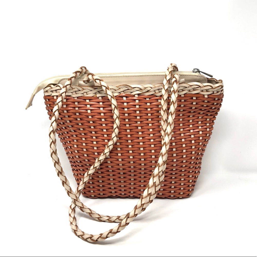 ELLEPI leather basket weave tote purse, made in Italy